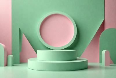 The primary subject of the image is a green and pink circle, which is the main object in the scene. The setting is a green background, and the visual style appears to be a digital art or illustration. The dominant colors in the image are green and pink, creating a vibrant and lively atmosphere.